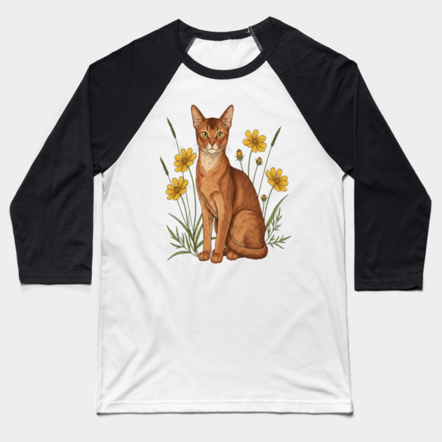 Abyssinian Cat Garden Aesthetic Baseball T-Shirt by BirdsnStuff