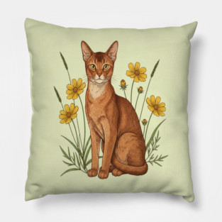Abyssinian Cat Garden Aesthetic Pillow