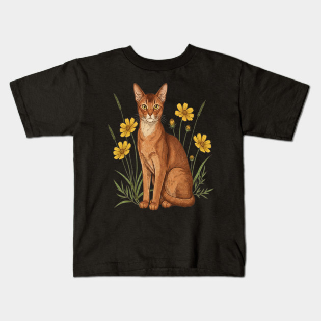 Abyssinian Cat Garden Aesthetic Kids T-Shirt by BirdsnStuff