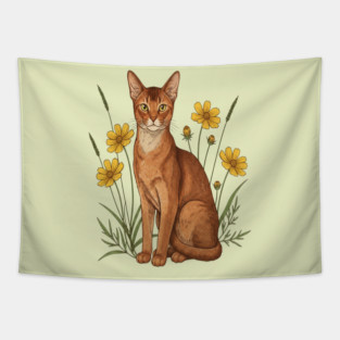 Abyssinian Cat Garden Aesthetic Tapestry