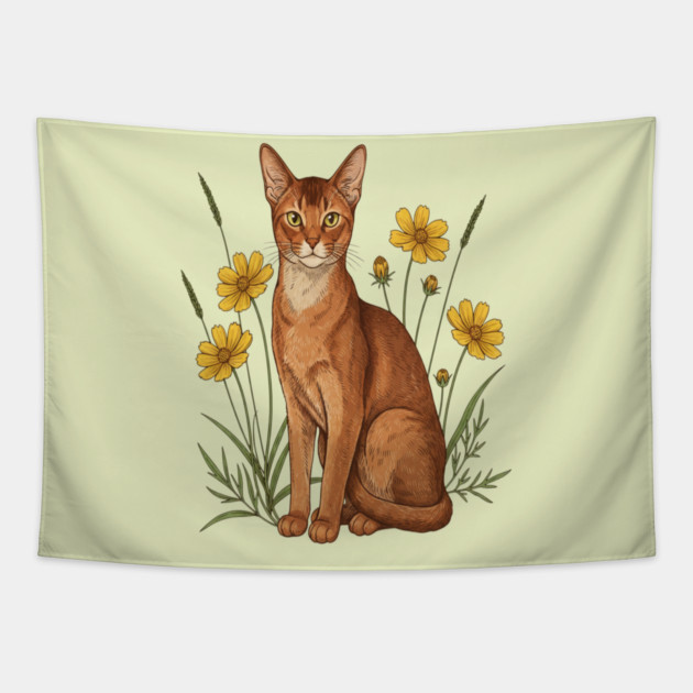 Abyssinian Cat Garden Aesthetic Tapestry by BirdsnStuff