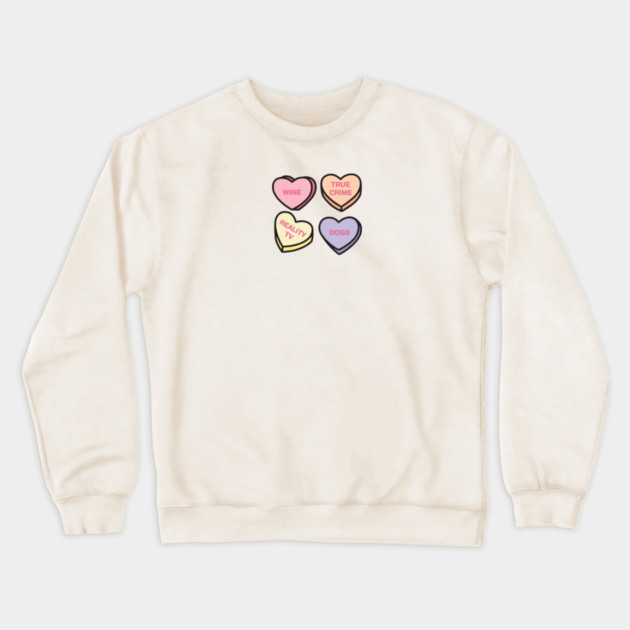 Conversation Hearts Crewneck Sweatshirt by Laura Contarino