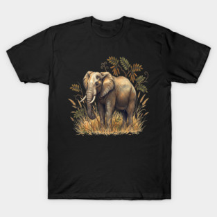 Vintage African Elephant Acacia Botanical T-Shirt