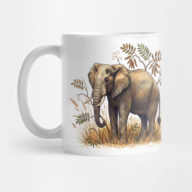 Vintage African Elephant Acacia Botanical by BirdsnStuff