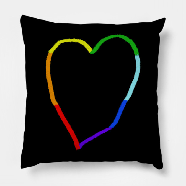 Rainbow Heart Pillow by Creatifly Graphic Tees
