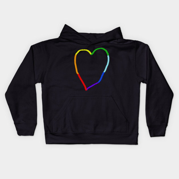 Rainbow Heart Kids Hoodie by Creatifly Graphic Tees