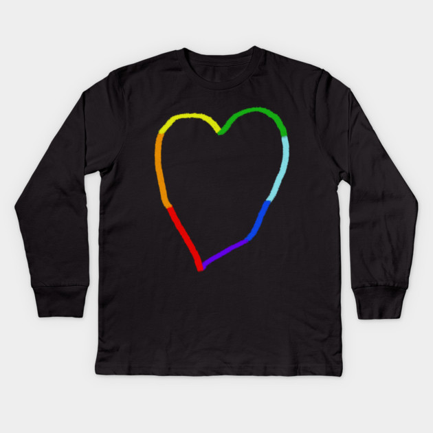 Rainbow Heart Kids Long Sleeve T-Shirt by Creatifly Graphic Tees