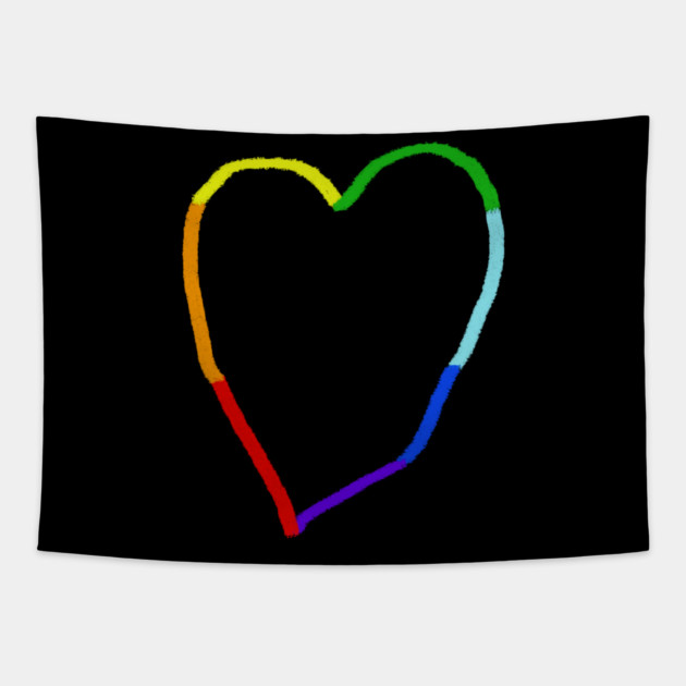 Rainbow Heart Tapestry by Creatifly Graphic Tees