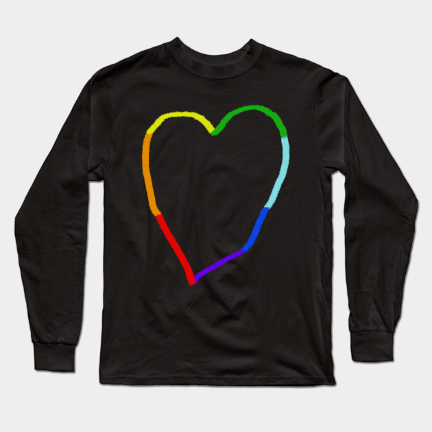 Rainbow Heart Long Sleeve T-Shirt by Creatifly Graphic Tees