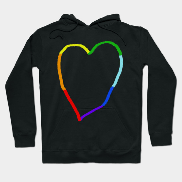 Rainbow Heart Hoodie by Creatifly Graphic Tees