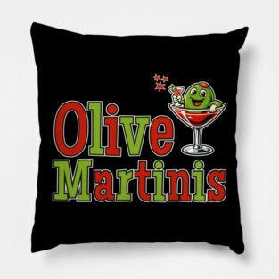 “Olive” Martinis – Retro Cocktail Pun Design Pillow