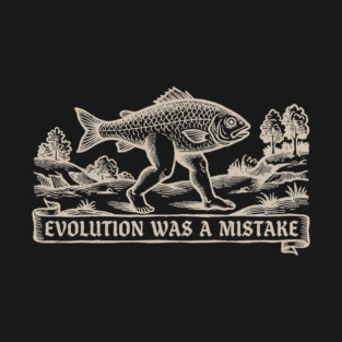 Fish With Legs - Reverse Evolution Vintage Print T-Shirt