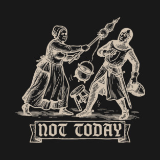 Feminist Medieval Meme - Woman with Broom (Latte Print) T-Shirt