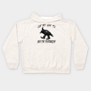 On My Way To Hex The Patriarchy, Witchy Crow design Kids Hoodie