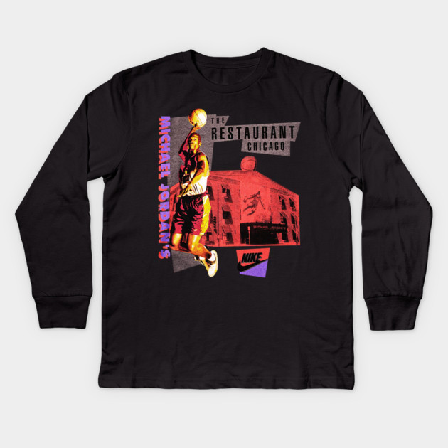 90s Jordan Basketball Restaurant Classic Kids Long Sleeve T-Shirt by nicklower