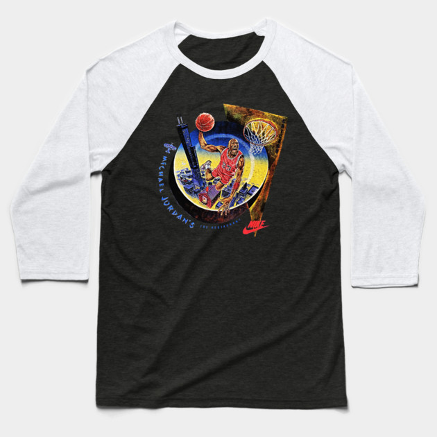 90s Jordan Basketball Restaurant Classic Dunk Baseball T-Shirt by nicklower
