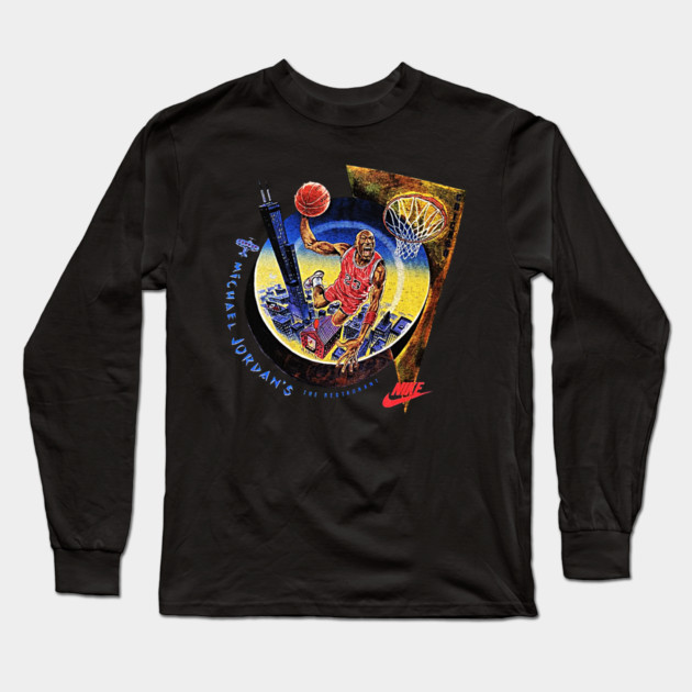 90s Jordan Basketball Restaurant Classic Dunk Long Sleeve T-Shirt by nicklower