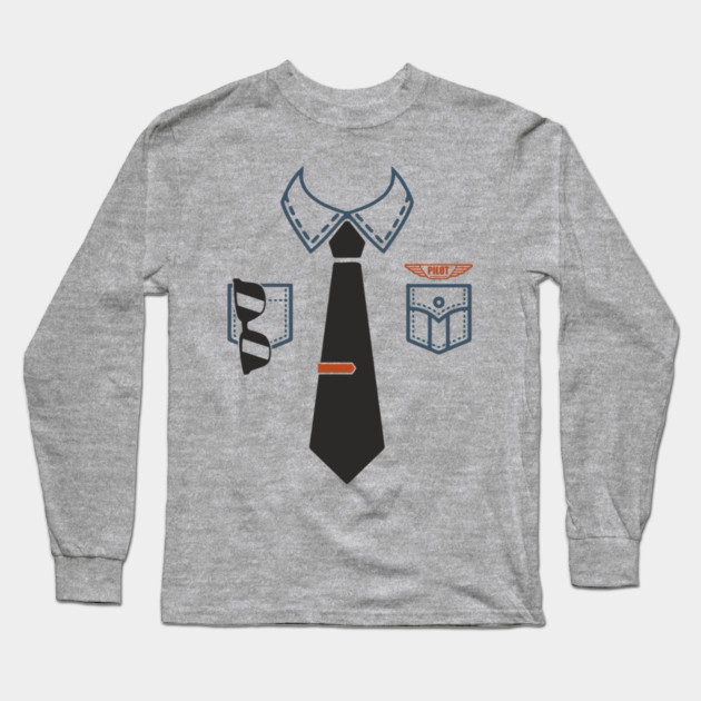 Pilot Shirt Uniform Travel Day Adventure Ready Long Sleeve T-Shirt by Anticorporati