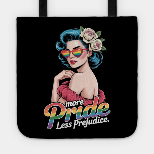 More Pride Less Prejudice Pride Month LGBTQ Tote by Ink Lines