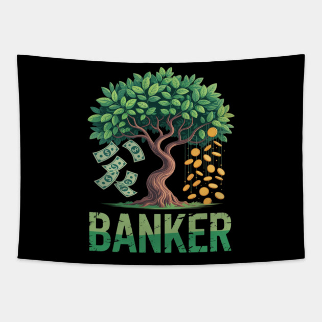 Money Tree Banker Wealth Growth Financial Success Tapestry by Ink Lines