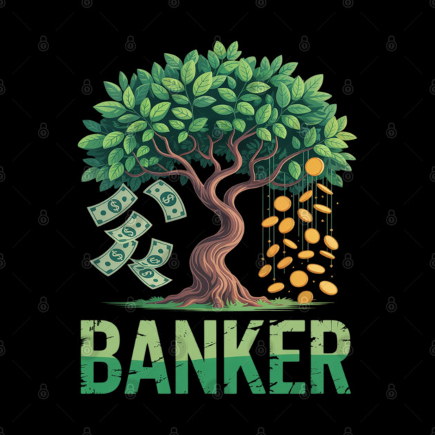 Money Tree Banker Wealth Growth Financial Success by Ink Lines