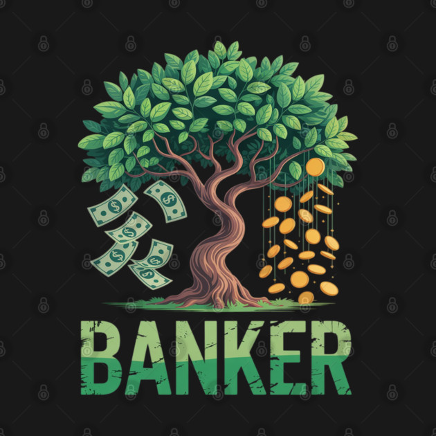 Money Tree Banker Wealth Growth Financial Success by Ink Lines
