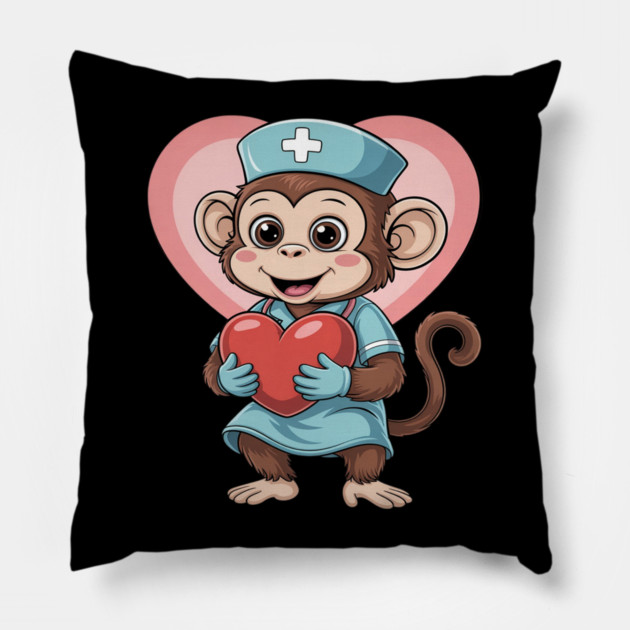 Monkey Nurse Lover Nursing School Nurse Appreciation Pillow by Ink Lines