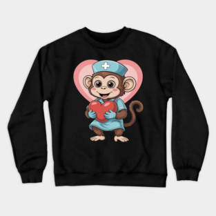 Monkey Nurse Lover Nursing School Nurse Appreciation Crewneck Sweatshirt