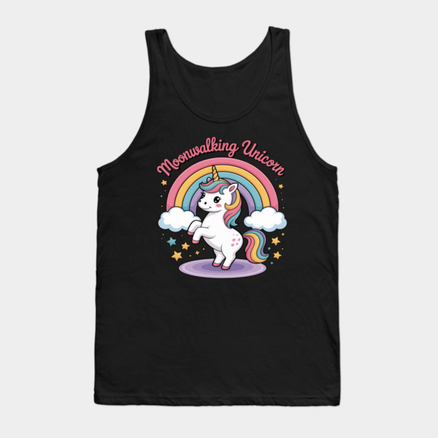 Moonwalking Unicorn Rainbow Dance Magic Tank Top by Ink Lines
