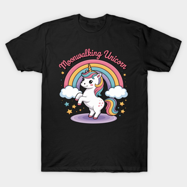 Moonwalking Unicorn Rainbow Dance Magic T-Shirt by Ink Lines