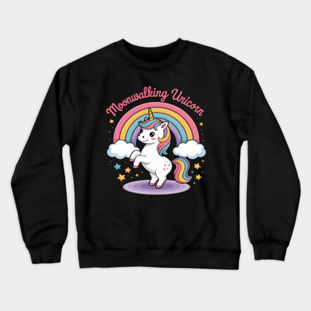 Moonwalking Unicorn Rainbow Dance Magic Crewneck Sweatshirt by Ink Lines