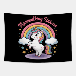 Moonwalking Unicorn Rainbow Dance Magic Tapestry