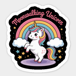 Moonwalking Unicorn Rainbow Dance Magic Sticker