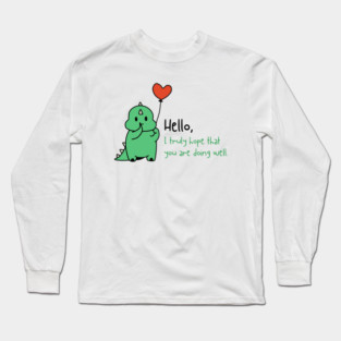 Dinosaur Get Well Balloon | Funny Prehistoric Well Wishes Long Sleeve T-Shirt