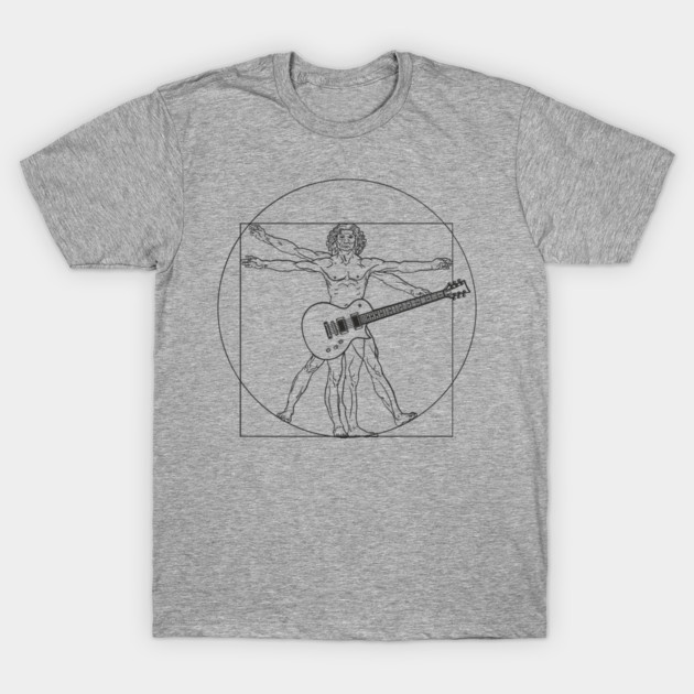 Vitruvian Rockstar Leonardo da Vinci Guitarist Parody T-Shirt by Anticorporati