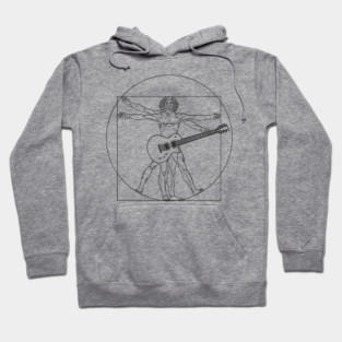 Vitruvian Rockstar Leonardo da Vinci Guitarist Parody Hoodie