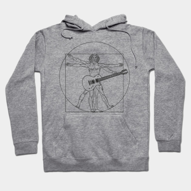 Vitruvian Rockstar Leonardo da Vinci Guitarist Parody Hoodie by Anticorporati