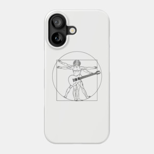 Vitruvian Rockstar Leonardo da Vinci Guitarist Parody Phone Case
