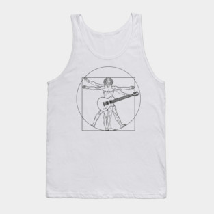 Vitruvian Rockstar Leonardo da Vinci Guitarist Parody Tank Top