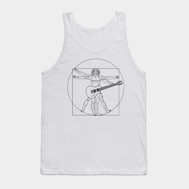 Vitruvian Rockstar Leonardo da Vinci Guitarist Parody Tank Top by Anticorporati