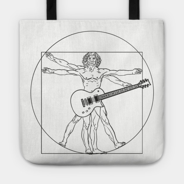 Vitruvian Rockstar Leonardo da Vinci Guitarist Parody Tote by Anticorporati