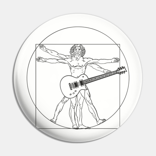 Vitruvian Rockstar Leonardo da Vinci Guitarist Parody Pin by Anticorporati