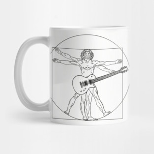 Vitruvian Rockstar Leonardo da Vinci Guitarist Parody Mug