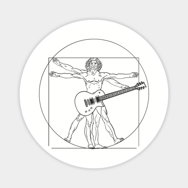 Vitruvian Rockstar Leonardo da Vinci Guitarist Parody Magnet by Anticorporati