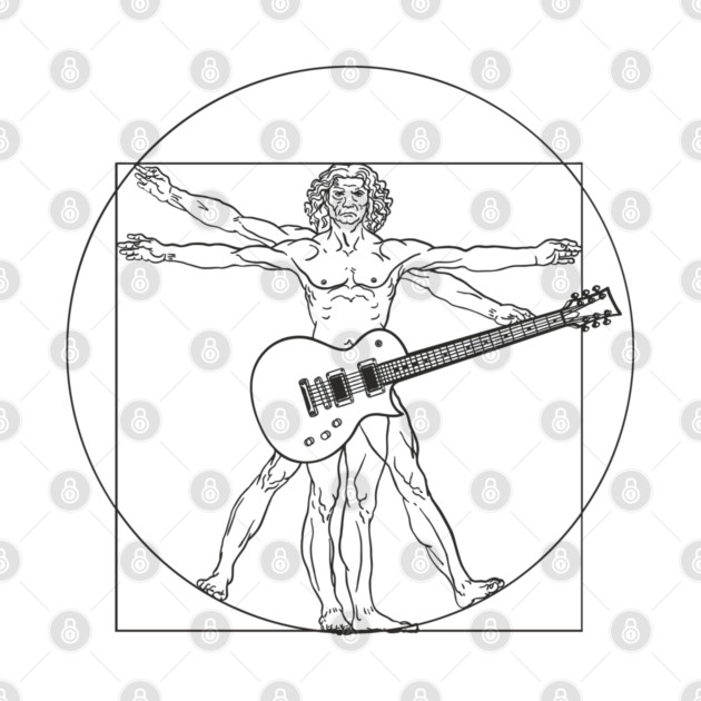 Vitruvian Rockstar Leonardo da Vinci Guitarist Parody by Anticorporati