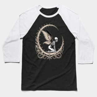 Cottagegore Fairy Skeleton Moon Baseball T-Shirt