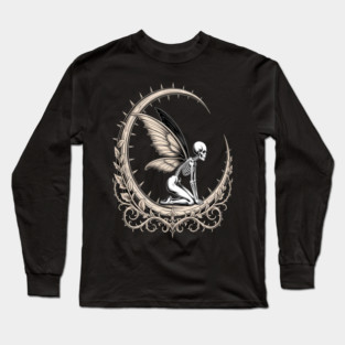Cottagegore Fairy Skeleton Moon Long Sleeve T-Shirt