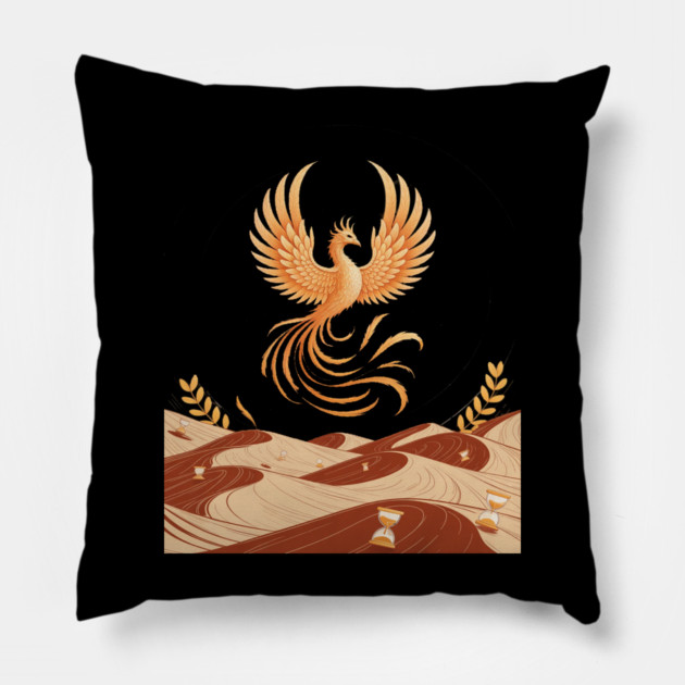 Origami Phoenix Spiral Hourglass Desert Pillow by Ink Lines