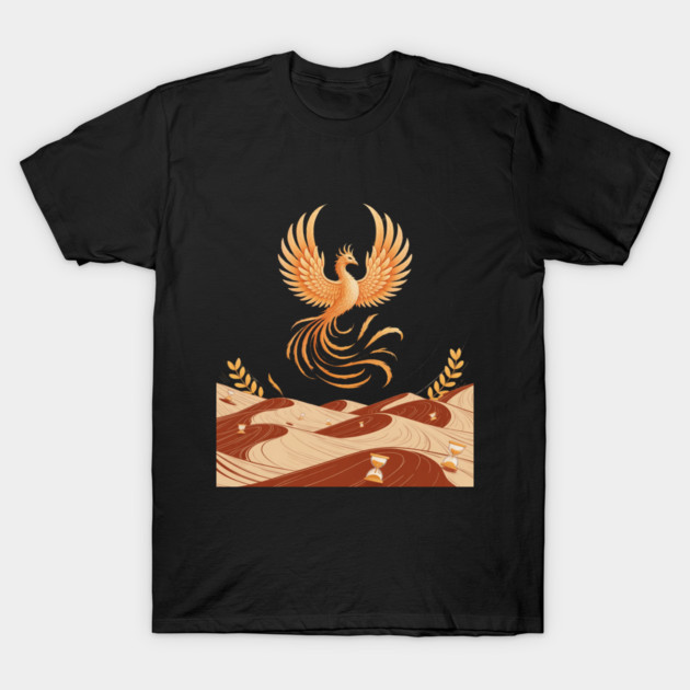 Origami Phoenix Spiral Hourglass Desert T-Shirt by Ink Lines