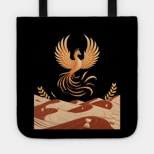 Origami Phoenix Spiral Hourglass Desert Tote by Ink Lines